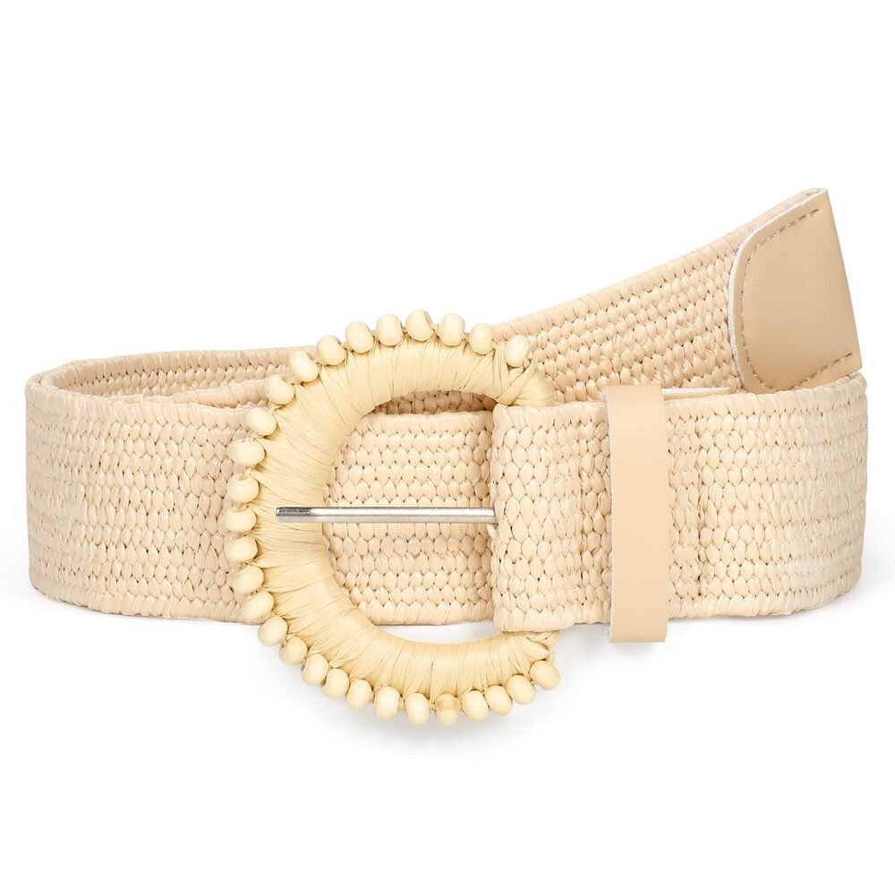 1116 Straw Woven Elastic Belt For Women Stretchy Belts Dress Fashion Boho